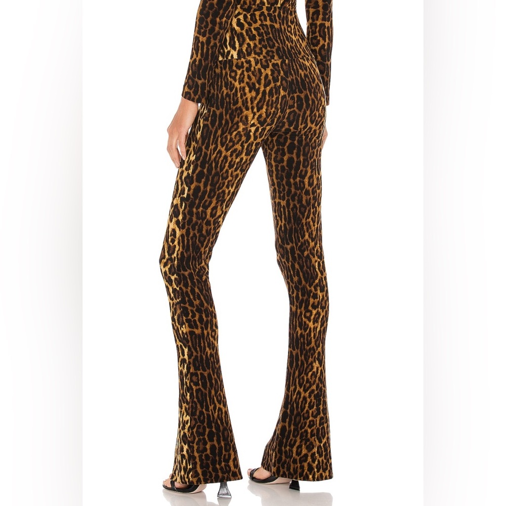 Norma Kamali Brown and Black Leopard Print Flare Pants